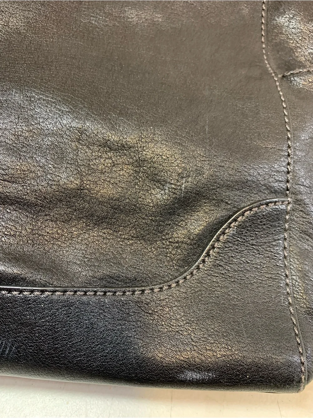 Frye Leather Gently Used Side Pocket Black Hobo Handbag.                 3700